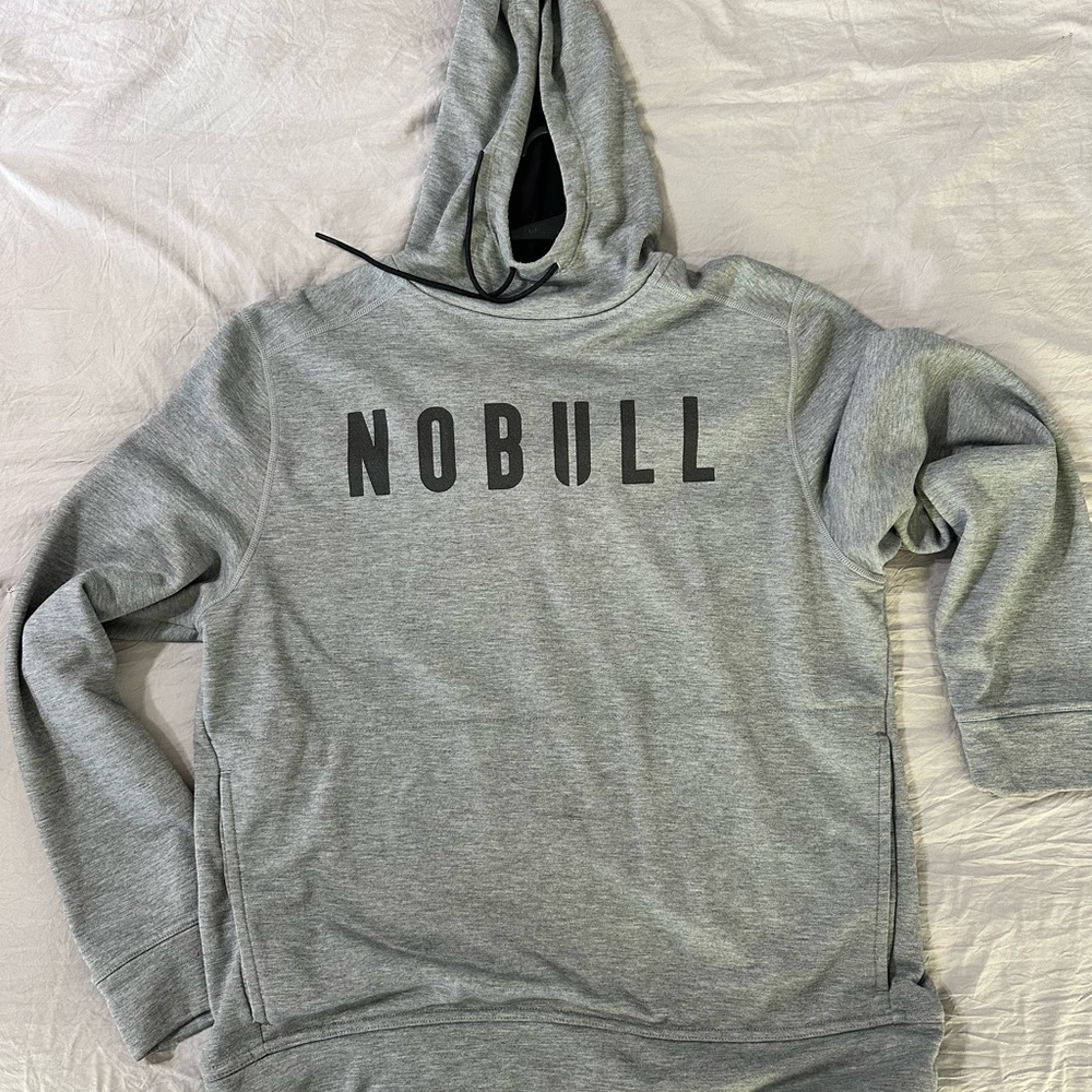 NOBULL Gray Pullover Hoodie with Black Logo